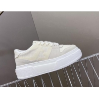 Good Quality Fendi Match Platform Sneakers 5cm in FF jacquard and suede White 7230096