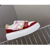 Best Grade Fendi Match Platform Sneakers 5cm in Calfskin Pink/Burgundy/Beige 230098