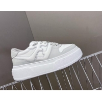 Perfect Fendi Match Platform Sneakers 5cm in Calfskin White/Light Grey 230099