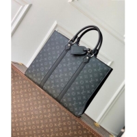 Top Quality Louis Vuitton Sac Plat 24H Handbag in Black Monogram Eclipse Canvas M47059 2024