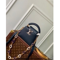 Promotional Louis Vuitton Capucines Mini Bag in Taurillon Leather M24683 Navy Blue 2024