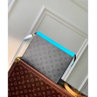 Promotional Louis Vuitton Pochette Voyage MM Pouch in Monogram Eclipse Reverse Canvas M11466 Turquoise Blue/Grey 2024