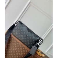 Famous Brand Louis Vuitton Men's Pochette Accessoire XL Bag in Monogram Eclipse Canvas M11741 Black