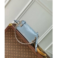 Best Price Louis Vuitton Slim Trunk Hobo bag in Calf Leather M25445 Light Blue 2024