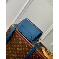 Famous Brand Louis Vuitton Pilot Wearable Wallet in Cowhide Leather M83560 Blue 2024