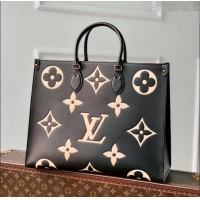 Well Crafted Louis Vuitton OnTheGo GM Tote Bag in Bicolor Monogram Empreinte Leather M45945 Black 2024