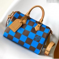 Most Popular Louis Vuitton Speedy 25 Bandouliere Damier Pop in Damier Pop Coated Canvas N40585 Blue 2024