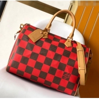 Luxury Discount Louis Vuitton Speedy 40 Bandouliere Damier Pop in Damier Pop Coated Canvas N40580 Red 2024