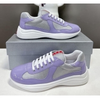 Top Grade Prada America's Cup Patent Rubber and Bike Fabric Sneakers Light Purple 327143