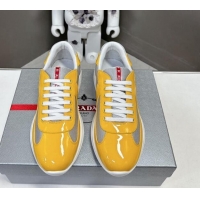 Good Product Prada America's Cup Patent Rubber and Bike Fabric Sneakers Yellow 327144