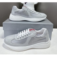 Top Design Prada America's Cup Patent Rubber and Bike Fabric Sneakers Pale Grey 327145