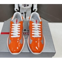 Unique Style Prada America's Cup Patent Rubber and Bike Fabric Sneakers Orange 327146