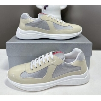 Pretty Style Prada America's Cup Patent Rubber and Bike Fabric Sneakers Pale Beige 327147