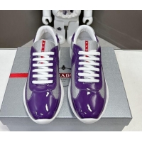 Popular Style Prada America's Cup Patent Rubber and Bike Fabric Sneakers Purple/Grey 327152