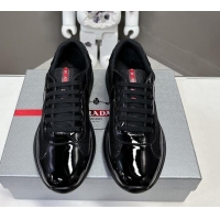 Durable Prada America's Cup Patent Rubber and Bike Fabric Sneakers Black 327155