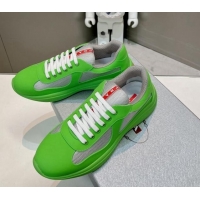 Fashion Prada Women's America's Cup Soft Rubber and Bike Fabric Sneakers Green 327159