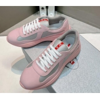  Low Cost Prada Women's America's Cup Soft Rubber and Bike Fabric Sneakers Light Pink 327163