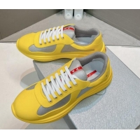 Top Grade Prada Women's America's Cup Soft Rubber and Bike Fabric Sneakers Yellow 327164