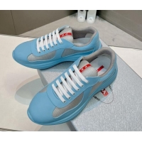 Durable Prada Women's America's Cup Soft Rubber and Bike Fabric Sneakers Light Blue 327165