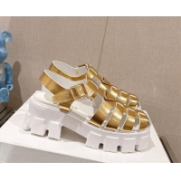 Best Product Prada Monolith Rubber Platform Sandals 5.5cm Gold 430019