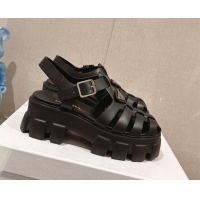 Most Popular Prada Monolith Rubber Platform Sandals 5.5cm Black 430021