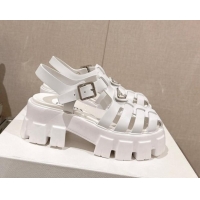 Luxurious Prada Monolith Rubber Platform Sandals 5.5cm White 430023