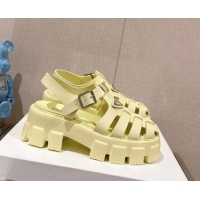 Good Quality Prada Monolith Rubber Platform Sandals 5.5cm Yellow 430026