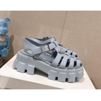 Feminine Prada Monolith Rubber Platform Sandals 5.5cm Blue 430027