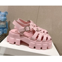 Pretty Style Prada Monolith Rubber Platform Sandals 5.5cm Pink 430028