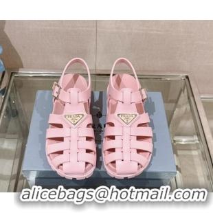 Good Product Prada Rubber Strap Flat Sandals Pink 430052