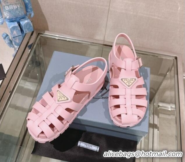 Good Product Prada Rubber Strap Flat Sandals Pink 430052