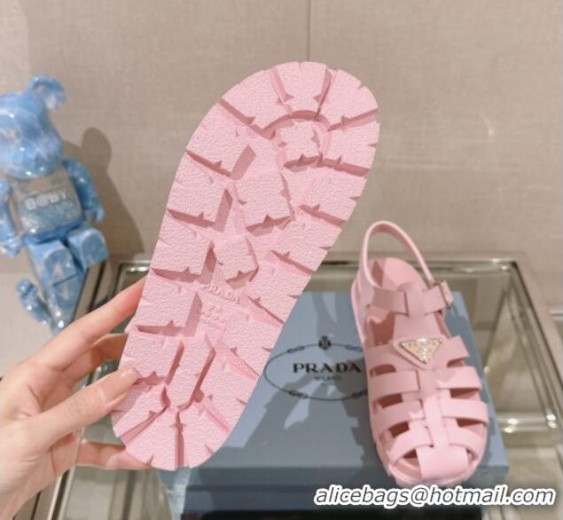 Good Product Prada Rubber Strap Flat Sandals Pink 430052