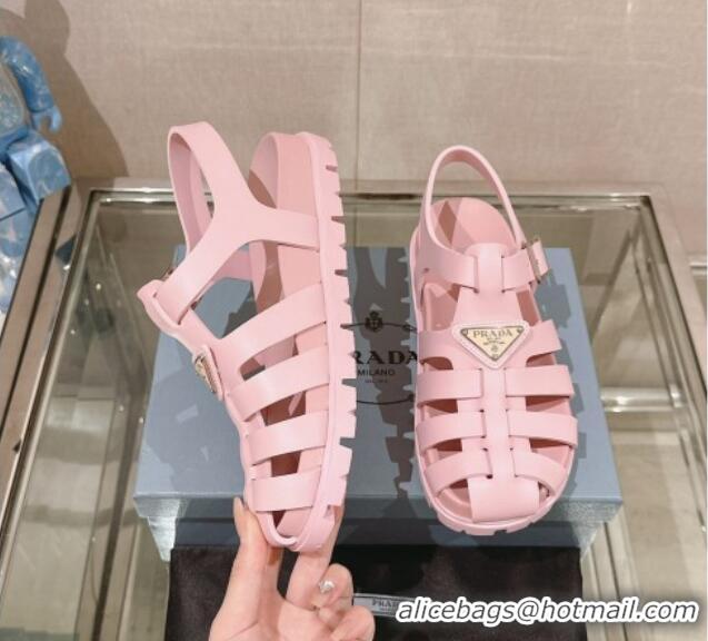 Good Product Prada Rubber Strap Flat Sandals Pink 430052