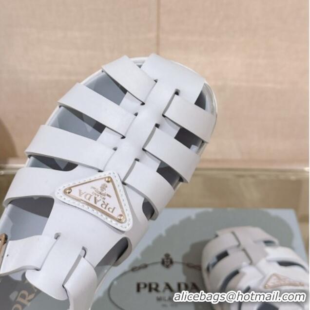 Low Cost Prada Rubber Strap Flat Sandals Blue 430056