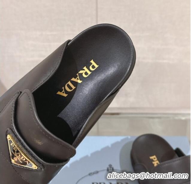 Durable Prada Nappa Leather Flat Mules Black/Gold 430057