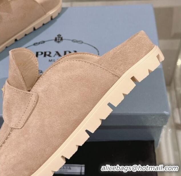 Unique Style Prada Suede Flat Mules Beige 430058