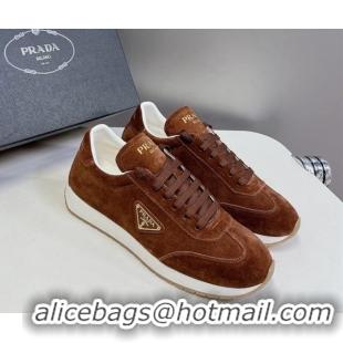 Classic Hot Prada Men's Rank Suede Sneakers Brown 430065