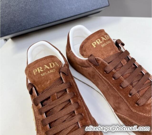 Classic Hot Prada Men's Rank Suede Sneakers Brown 430065