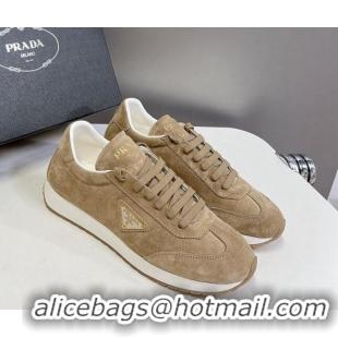 Good Quality Prada Men's Rank Suede Sneakers Beige 430066