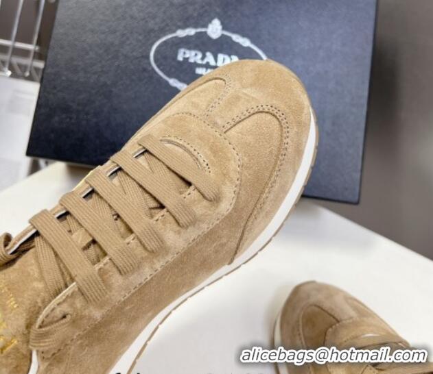 Good Quality Prada Men's Rank Suede Sneakers Beige 430066