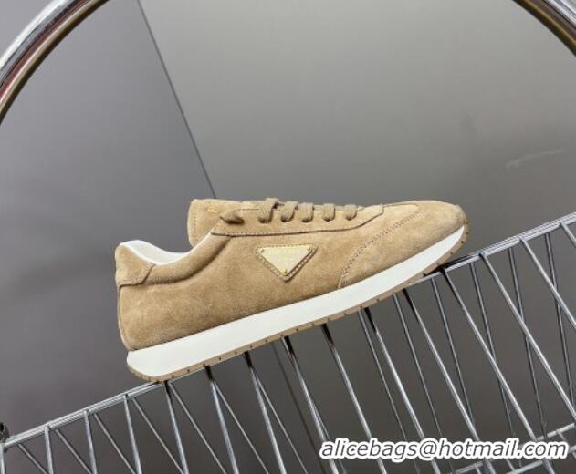 Good Quality Prada Men's Rank Suede Sneakers Beige 430066