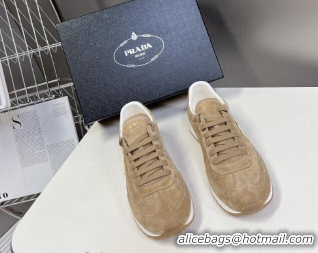 Good Quality Prada Men's Rank Suede Sneakers Beige 430066