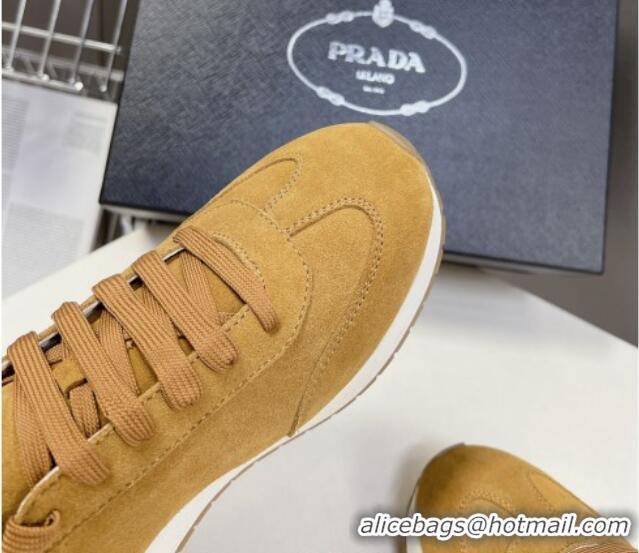 Grade Quality Prada Men's Rank Suede Sneakers Yellow 430067