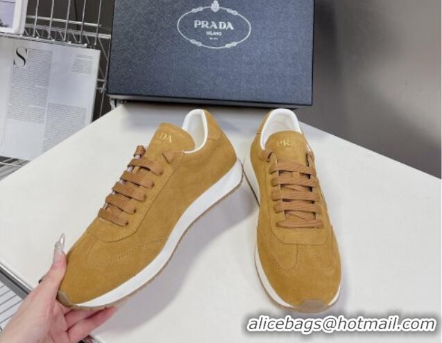 Grade Quality Prada Men's Rank Suede Sneakers Yellow 430067