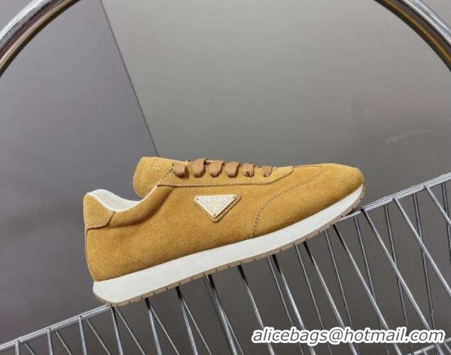 Grade Quality Prada Men's Rank Suede Sneakers Yellow 430067