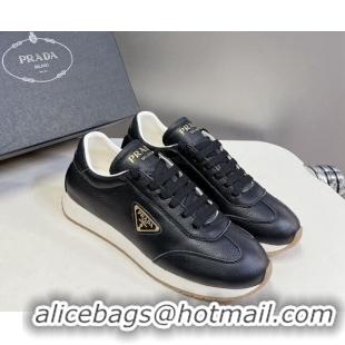 Best Product Prada Men's Rank Grained Leather Sneakers Black 430068