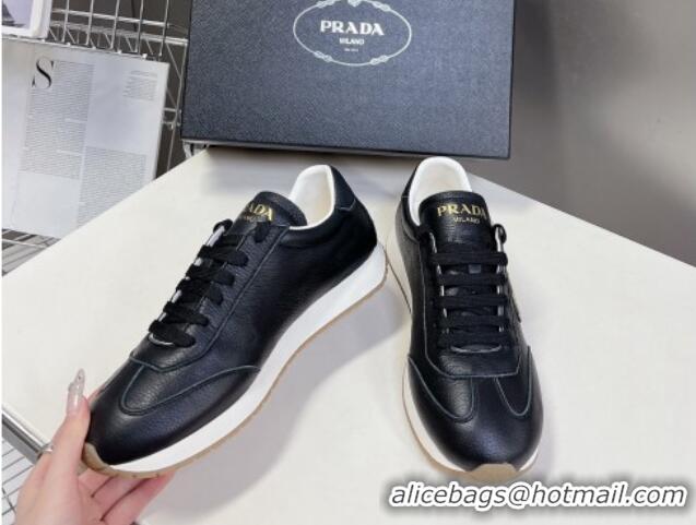 Best Product Prada Men's Rank Grained Leather Sneakers Black 430068