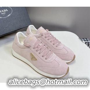 Fashion Prada Men's Rank Suede Sneakers Pink 430070