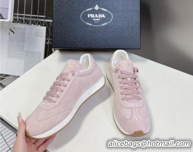 Fashion Prada Men's Rank Suede Sneakers Pink 430070