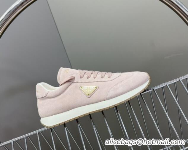 Fashion Prada Men's Rank Suede Sneakers Pink 430070